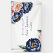 ブッシュとネイビーブルーの芍薬の結婚前お披露目パーティー 横断幕 (縦)