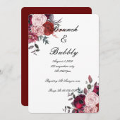 ブッシュとバーガンディーの花のブライズシャワー セーブザデート (正面/裏面)