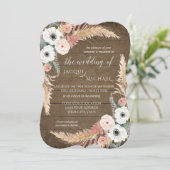 ブッシュとホワイトのパンパスグラス フラワールージュのナチュラルウェディング 招待状 (スタンド正面)