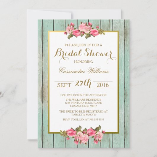 ブッシュとミント - ブライダルシャワーの花の招待状 招待状 (正面)