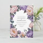 ブッシュとモーブの水彩花の結婚式QRコード 招待状 (スタンド正面)