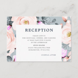 ブッシュと埃っぽいブルーウォーターのカラーフローラ披露宴 エンクロージャーカード