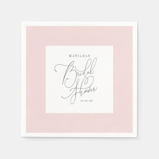 ブッシュの花の水彩色のウェディングシャワーのイラスト スタンダードカクテルナプキン (正面)