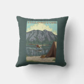 ブッシュの飛行機及び魚釣り-イエローストーンの国民 クッション (裏面)