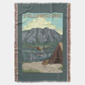 ブッシュの飛行機及び魚釣り-イエローストーンの国民 スローブランケット (正面縦)