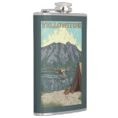 ブッシュの飛行機及び魚釣り-イエローストーンの国民 フラスク (右)