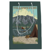 ブッシュの飛行機及び魚釣り-イエローストーンの国民 ミディアムペーパーバッグ (正面)