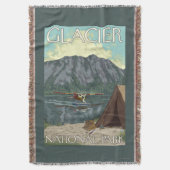 ブッシュの飛行機及び魚釣り-グレーシャー国立公園、MT スローブランケット (正面縦)