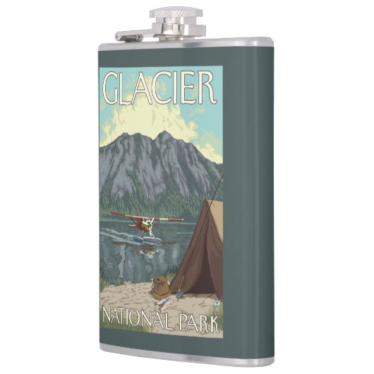 ブッシュの飛行機及び魚釣り-グレーシャー国立公園、MT フラスク (左)