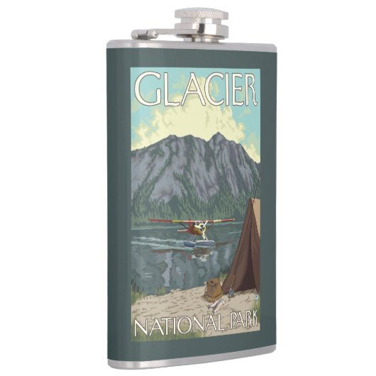 ブッシュの飛行機及び魚釣り-グレーシャー国立公園、MT フラスク (右)