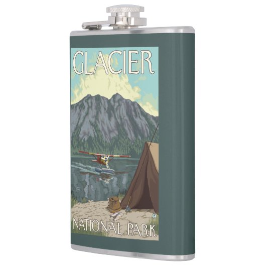 ブッシュの飛行機及び魚釣り-グレーシャー国立公園、MT フラスク (左)