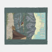 ブッシュの飛行機及び魚釣り-グレーシャー国立公園、MT フリースブランケット (正面(横))