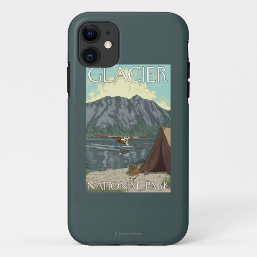 ブッシュの飛行機及び魚釣り-グレーシャー国立公園、MT Case-Mate iPhoneケース (裏面)