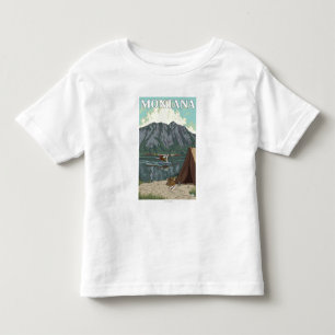 ブッシュの飛行機及び魚釣り-モンタナ トドラーTシャツ