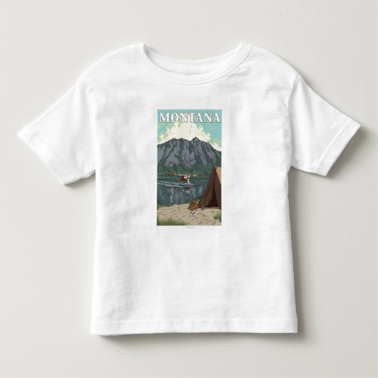 ブッシュの飛行機及び魚釣り-モンタナ トドラーTシャツ (正面)