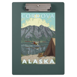 ブッシュの飛行機及び魚釣り- Cordova、アラスカ クリップボード