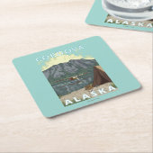 ブッシュの飛行機及び魚釣り- Cordova、アラスカ スクエアペーパーコースター (アングル)