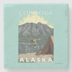 ブッシュの飛行機及び魚釣り- Cordova、アラスカ ストーンコースター