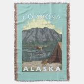ブッシュの飛行機及び魚釣り- Cordova、アラスカ スローブランケット (正面縦)