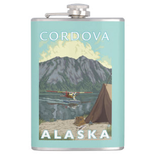 ブッシュの飛行機及び魚釣り- Cordova、アラスカ フラスク