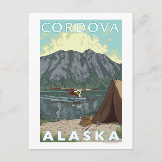 ブッシュの飛行機及び魚釣り- Cordova、アラスカ ポストカード (正面)