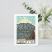 ブッシュの飛行機及び魚釣り- Cordova、アラスカ ポストカード (スタンド正面)