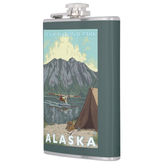 ブッシュの飛行機及び魚釣り- Denaliの国立公園、 フラスク (左)