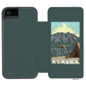ブッシュの飛行機及び魚釣り- Katmai、アラスカ Incipio iPhoneウォレットケース (フォリオオープン)