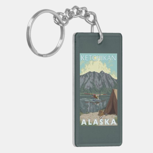 ブッシュの飛行機及び魚釣り- Ketchikan、アラスカ キーホルダー (正面左)