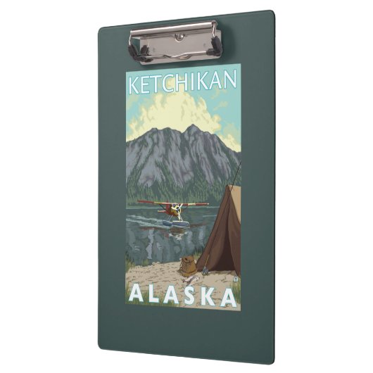ブッシュの飛行機及び魚釣り- Ketchikan、アラスカ クリップボード (左)