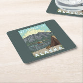 ブッシュの飛行機及び魚釣り- Ketchikan、アラスカ スクエアペーパーコースター (アングル)