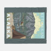 ブッシュの飛行機及び魚釣り- Ketchikan、アラスカ フリースブランケット (正面(横))