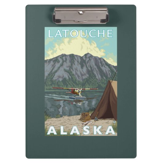 ブッシュの飛行機及び魚釣り- Latouche、アラスカ クリップボード (正面)