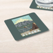 ブッシュの飛行機及び魚釣り- Seward、アラスカ スクエアペーパーコースター (アングル)