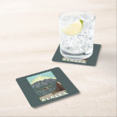 ブッシュの飛行機及び魚釣り- Seward、アラスカ スクエアペーパーコースター (インサイチュ)