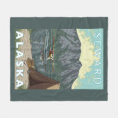 ブッシュの飛行機及び魚釣り- Seward、アラスカ フリースブランケット (正面(横))