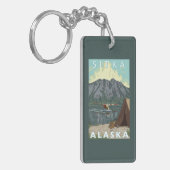 ブッシュの飛行機及び魚釣り- Sitka、アラスカ キーホルダー (正面左)
