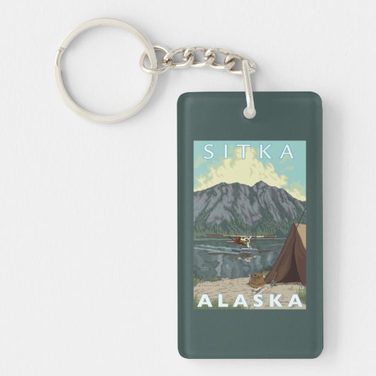 ブッシュの飛行機及び魚釣り- Sitka、アラスカ キーホルダー (正面)
