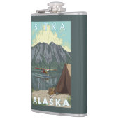 ブッシュの飛行機及び魚釣り- Sitka、アラスカ フラスク (左)
