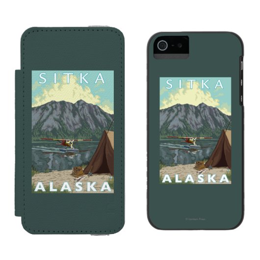 ブッシュの飛行機及び魚釣り- Sitka、アラスカ Incipio iPhoneウォレットケース (並び)
