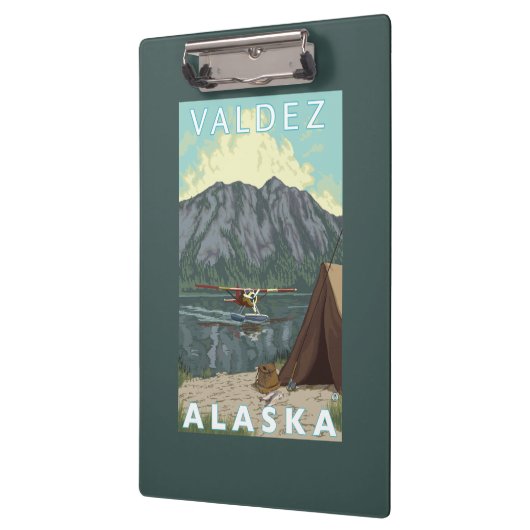 ブッシュの飛行機及び魚釣り- Valdez、アラスカ クリップボード (左)