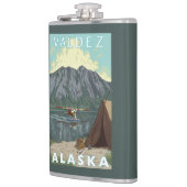 ブッシュの飛行機及び魚釣り- Valdez、アラスカ フラスク (左)