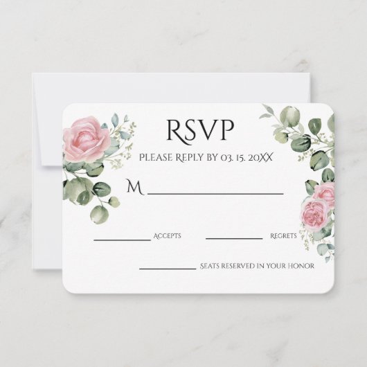 ブッシュウォーターカラーフラワーのエンゲージメントパーティー 出欠カード (正面)