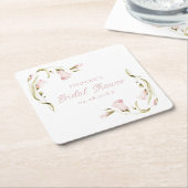 ブッシュウォーターカラーフラワーブライダルシャワーコースター スクエアペーパーコースター (アングル)