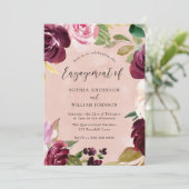 ブッシュウォーターカラーフローラルリースエンゲージメントパーティー 招待状 (スタンド正面)