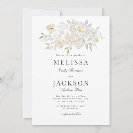 ブッシュウォーターカラーローズのウェディング招待状 招待状 (正面)