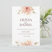 ブッシュウォーターカラー ダスティーローズ フローラル ウェディング 招待状 (スタンド正面)