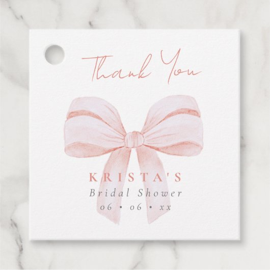 ブッシュオーバーサイズボウ ブライダルシャワー 感謝 フェイバータグ (正面)