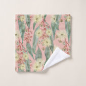 ブッシュガムフローラ開花-ヴィンテージ赤面ピンク バスタオルセット (ウォッシュタオル)