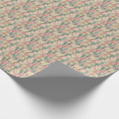 ブッシュガムフローラ開花-ヴィンテージ赤面ピンク ラッピングペーパー (角)